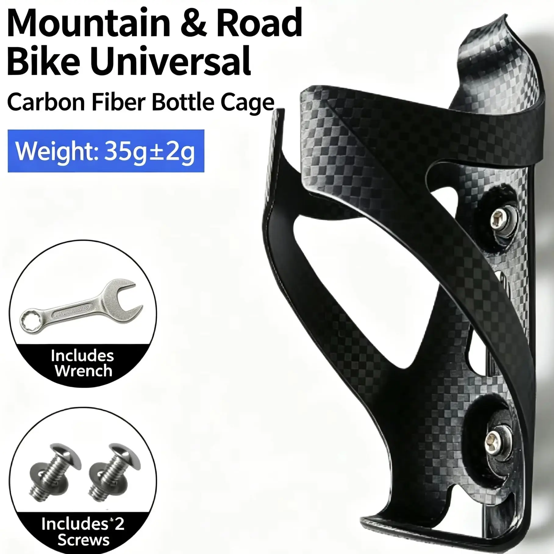 Suporte Garrafa Bicicleta Nylon Fibra Carbono BRANCO - Imagem 3