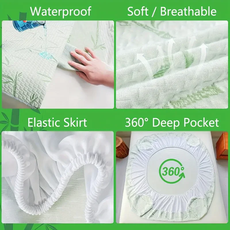 Capa de colchão bambu impermeável com bolso profundo - Imagem 2