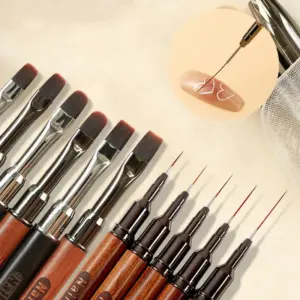 pincéis arte unhas cabo madeira