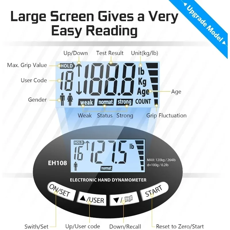 Dinamômetro Digital de Mão com Tela LCD 120 kg USB - Imagem 4