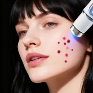 massageador facial luz azul