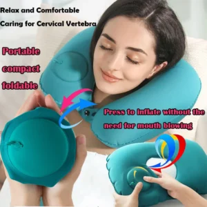 almofada de pescoço inflável portátil