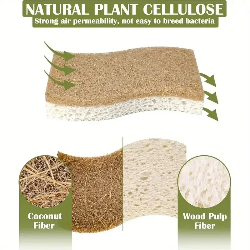 Esponja Natural de Cozinha Celulose e Coco 6 ou 12 Peças - Imagem 4