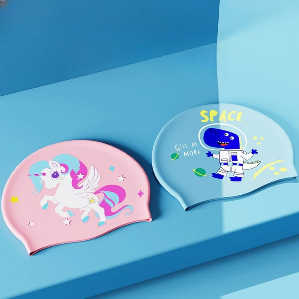Touca Natação Infantil Silicone Desenho Animado Proteção Ouvido - Imagem 5