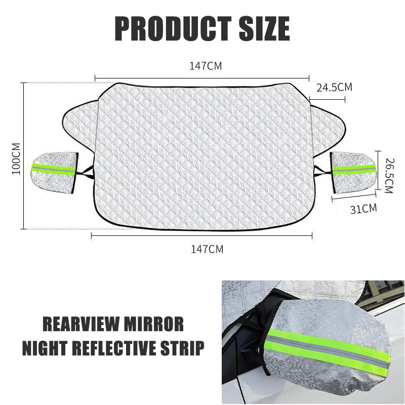 CORNING Capa Protetora de Para-brisa Carro SUV 147x100cm Prata - Imagem 6