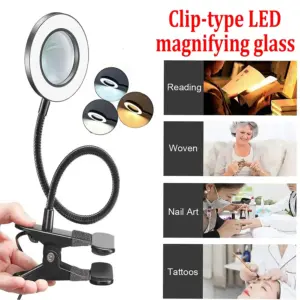 lupa de mesa led com braçadeira