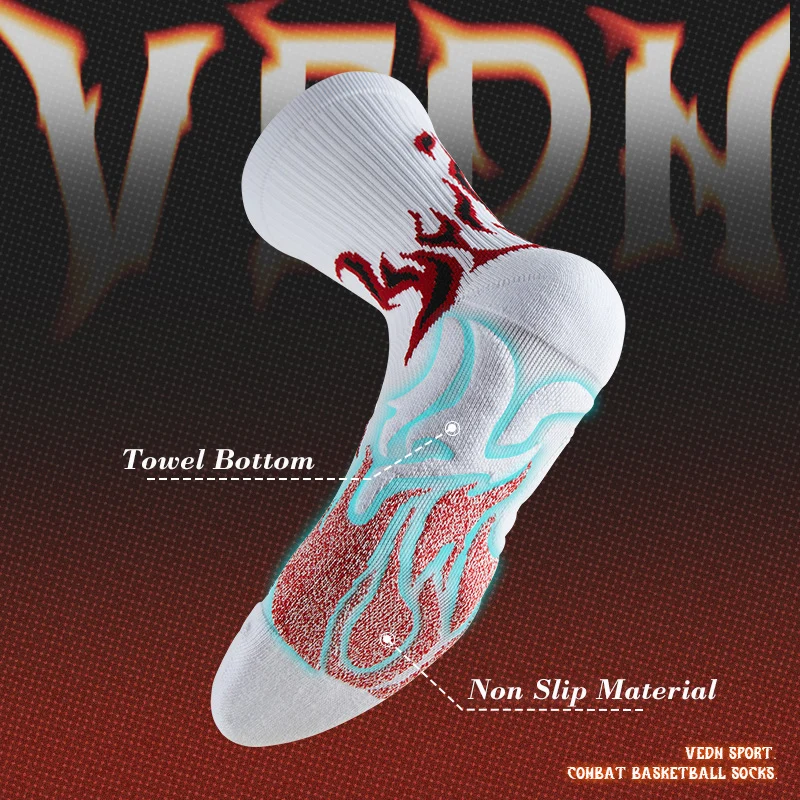 Meias de corrida Veidoorn com padrão de fogo - Imagem 6