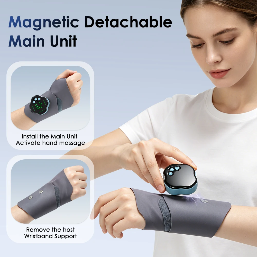 Massageador de Pulso Sem Fio XY-05 Cinza com Microcorrente EMS - Imagem 4
