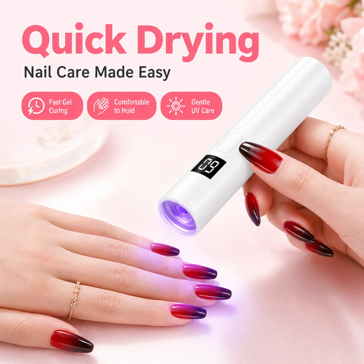 Lâmpada UV LED Mini para Unhas Recarregável Display Inteligente - Imagem 2