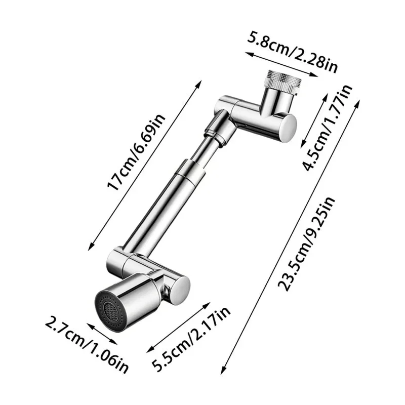 Extensor de Torneira Universal Prata 1080° com 2 Modos de Fluxo - Imagem 6