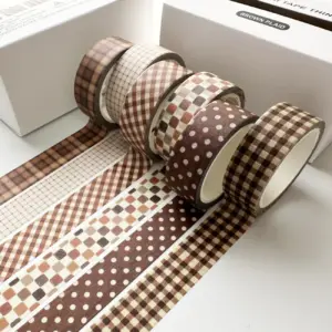 fita washi xadrez retrô