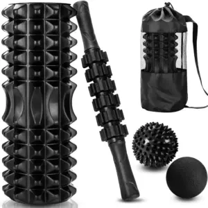 conjunto rolo de espuma e bolas de massagem