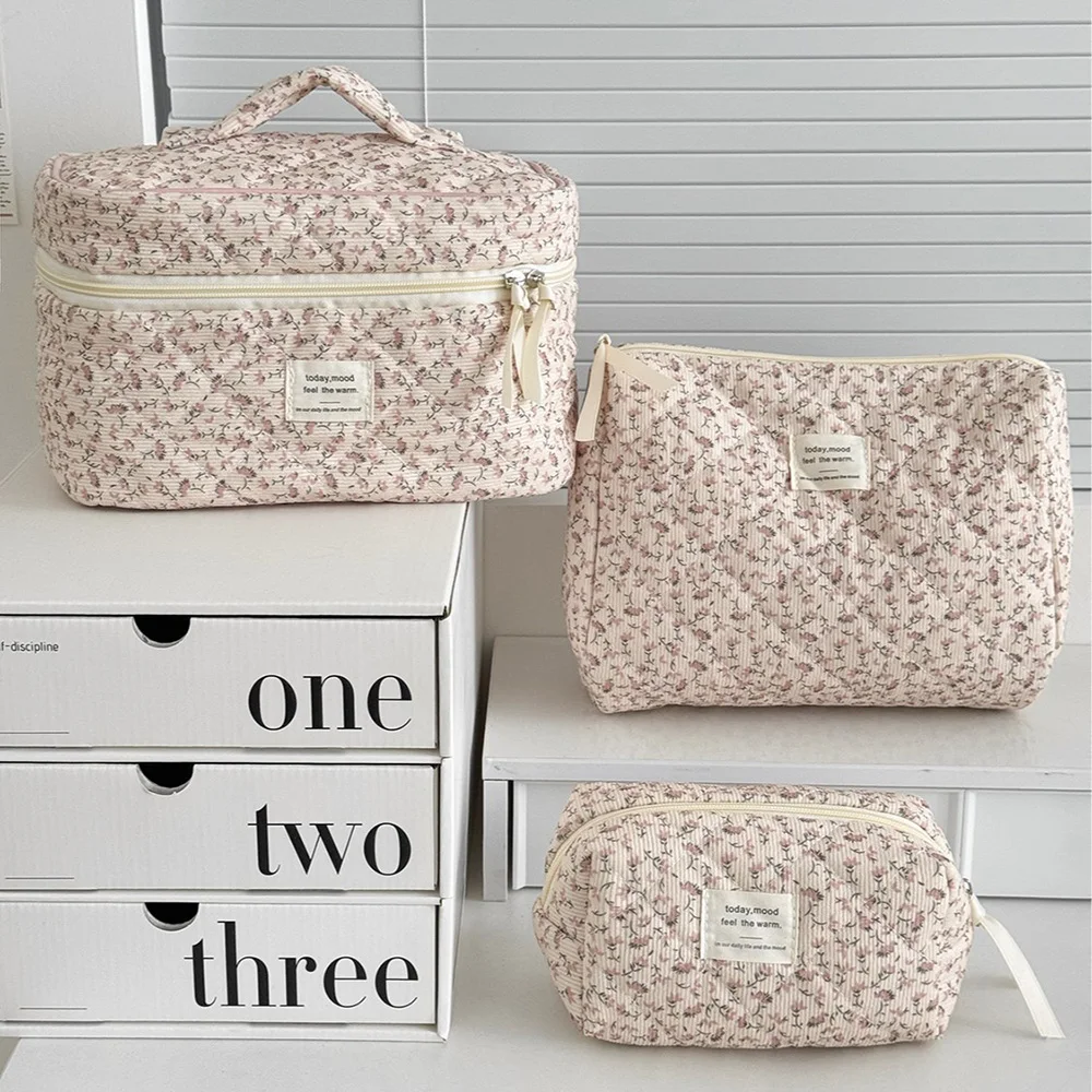 Bolsa Cosméticos Feminina Floral Algodão Vintage - Imagem 2