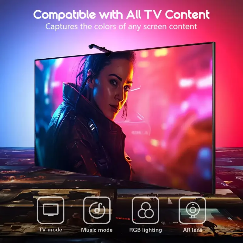 Fita LED Inteligente RGB USB 5V com Sensor de Cor para TV - Imagem 3