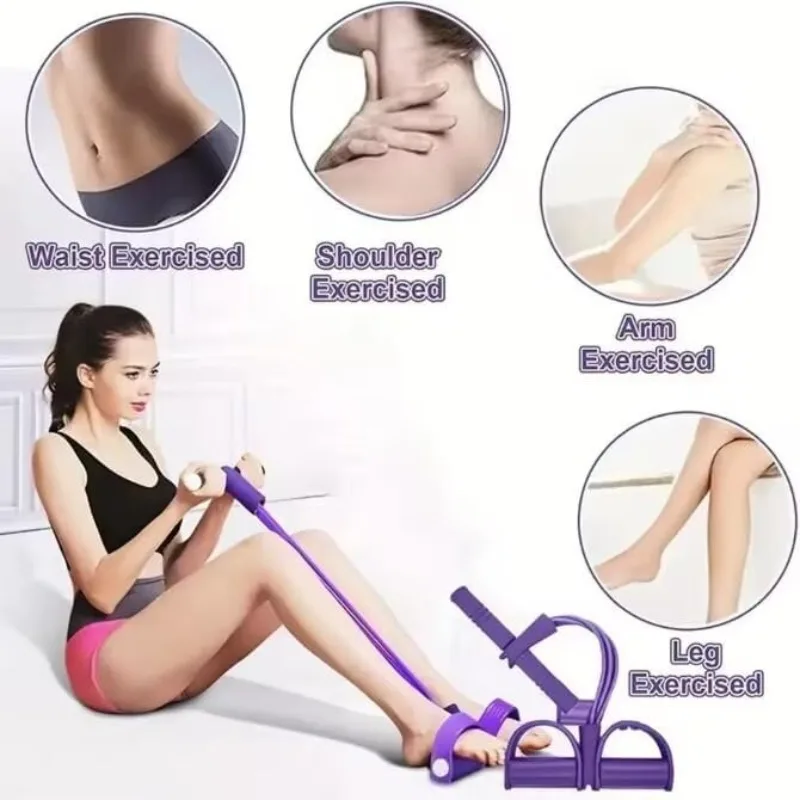 Extrator Pedal Elástico 6 Tubos Faixa Fitness Abdômen Azul - Imagem 3