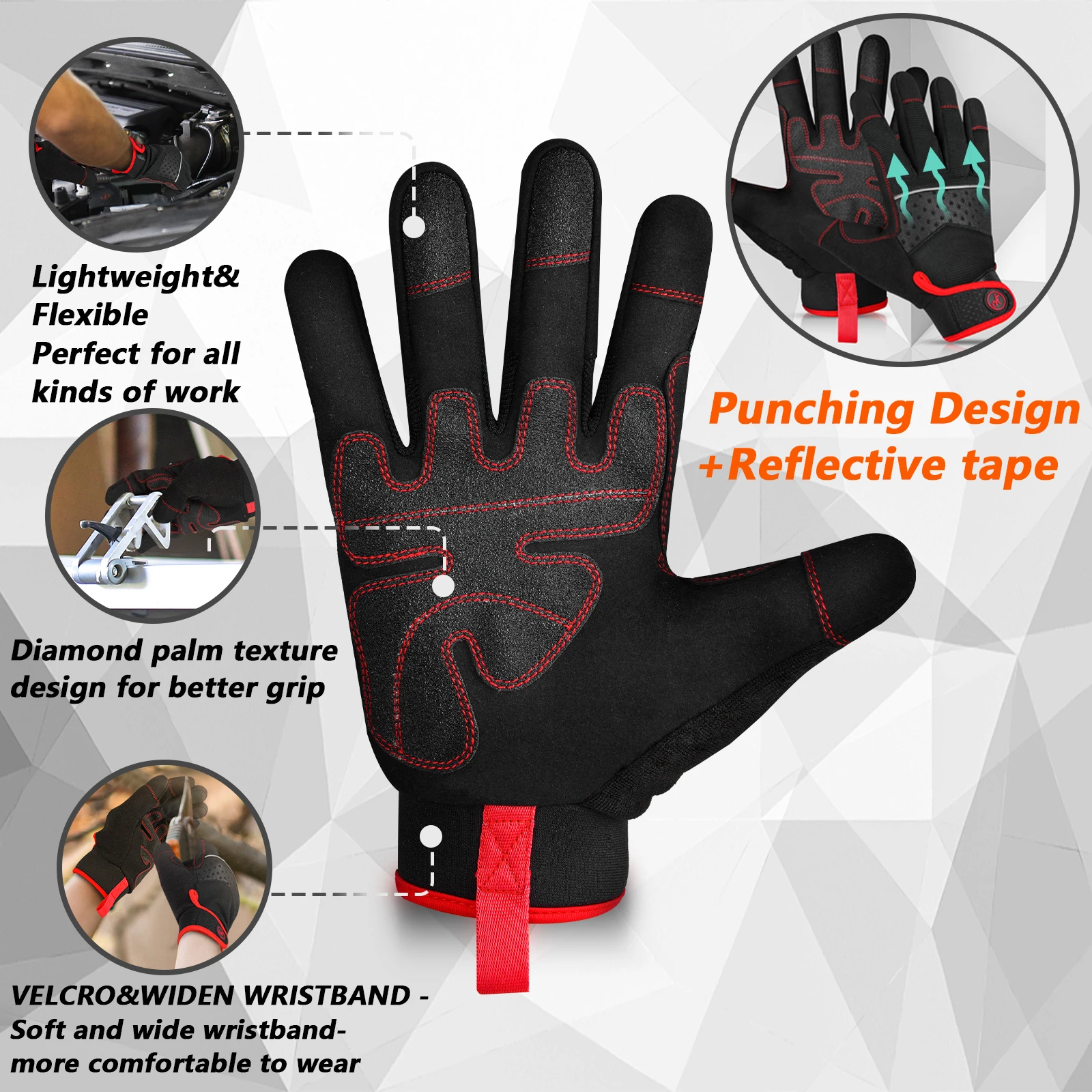 Luvas de Trabalho Alta Destreza Touchscreen Masculina Preta - Imagem 3