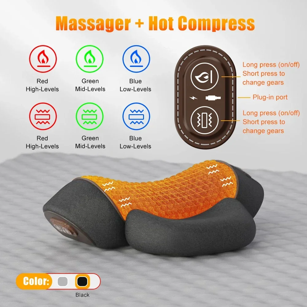 Massageador Elétrico Pescoço com Aquecimento e Vibração Marfim - Imagem 6