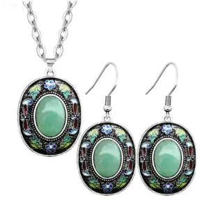 conjunto colar e brinco jade natural