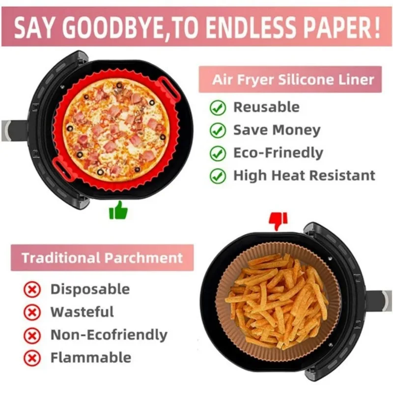Forma de Silicone para Air Fryer Reutilizável Cozinha - Imagem 3