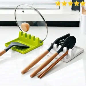 suporte de tampa e utensílios de cozinha