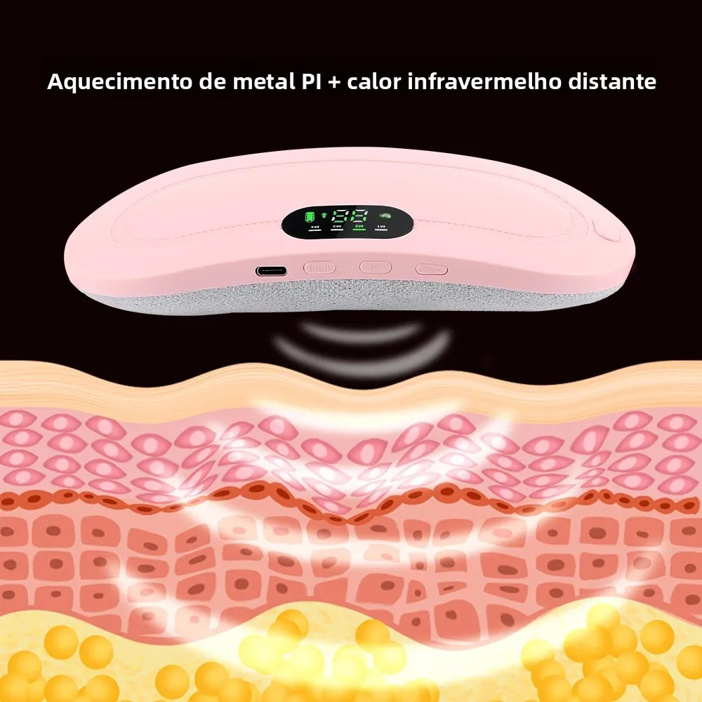 Cinto de Massagem Vibratório com Aquecimento Abdominal Rosa - Imagem 2