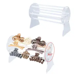 organizador de clips de cabelo acrílico rotativo