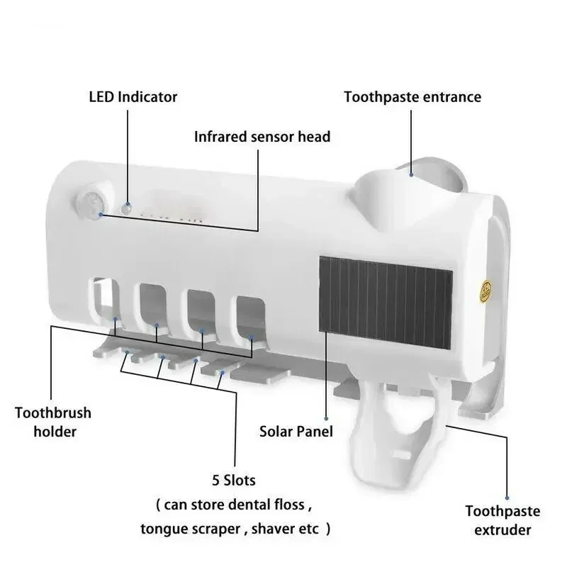 Suporte de Escovas de Dente UV Solar para Parede - Imagem 3