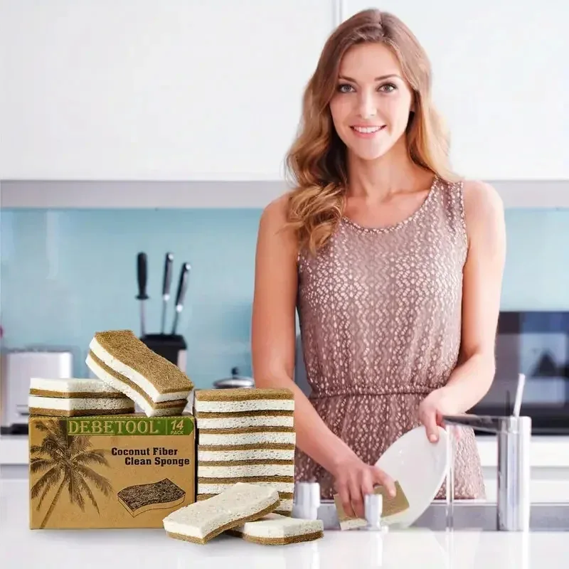 Esponja Natural de Cozinha Celulose e Coco 6 ou 12 Peças - Imagem 3