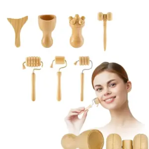 ferramentas de massagem facial de madeira