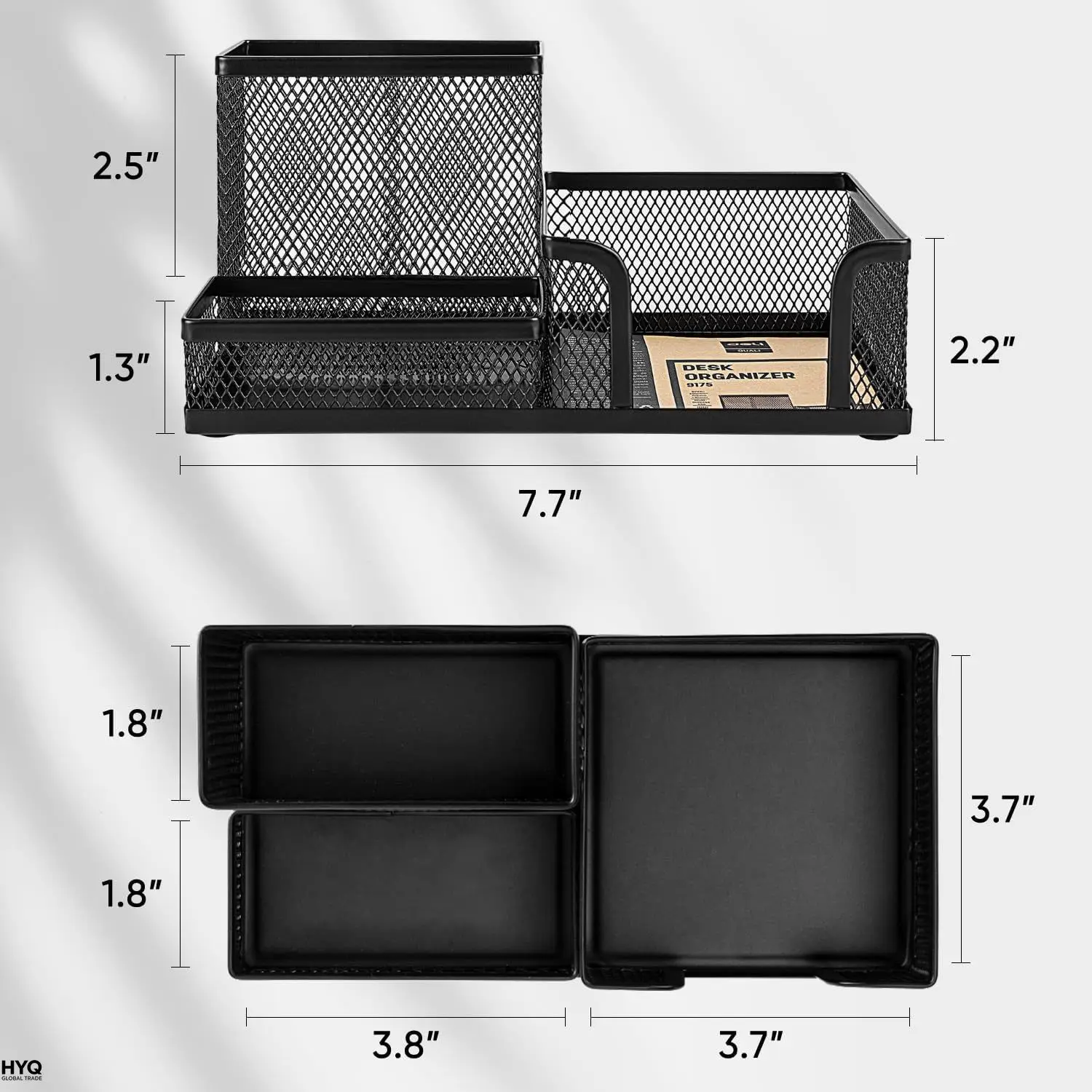 Organizador de Mesa em Malha com 3 Compartimentos, Cinza Escuro - Imagem 6