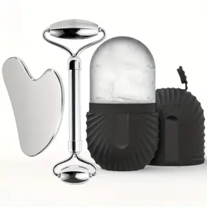 conjunto de rolos faciais de gelo gua sha