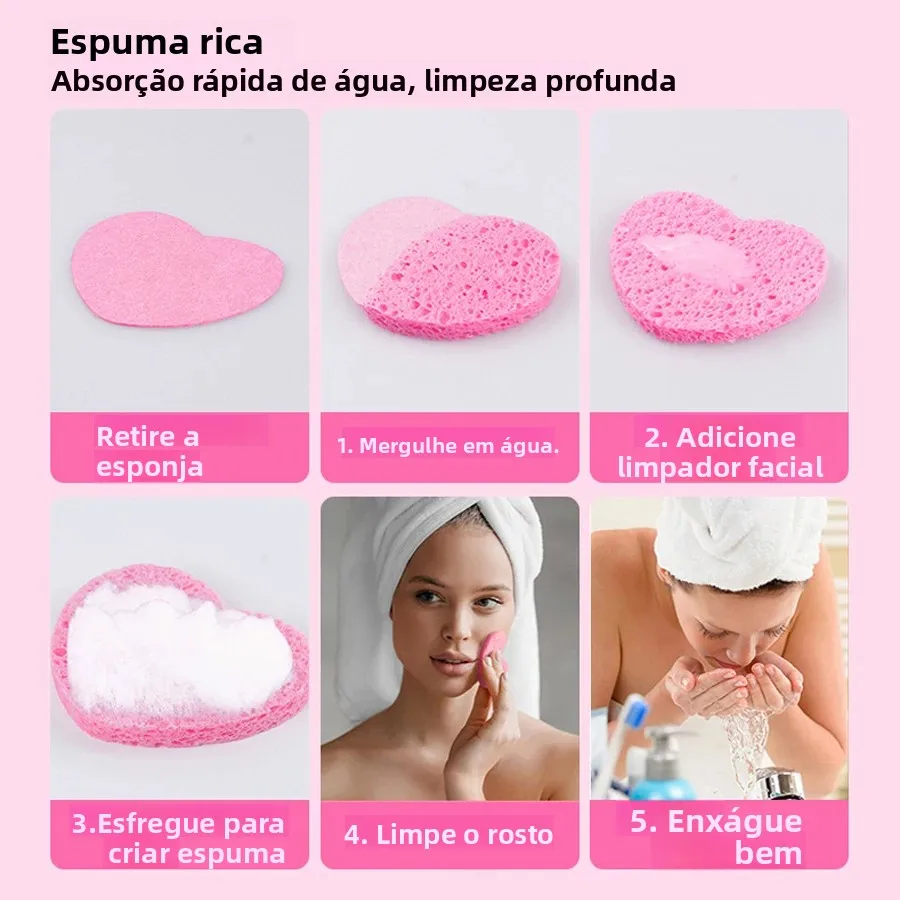 Esponjas Faciais de Celulose Comprimidas Rosa 10 Peças - Imagem 5