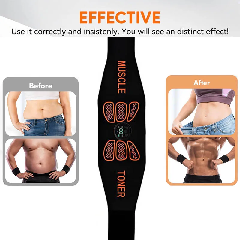 Cinto abdominal EMS elétrico tonificador muscular recarregável - Imagem 6