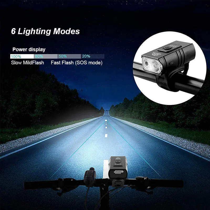 Luz de Bicicleta LED T6 Recarregável USB Amarela - Imagem 2