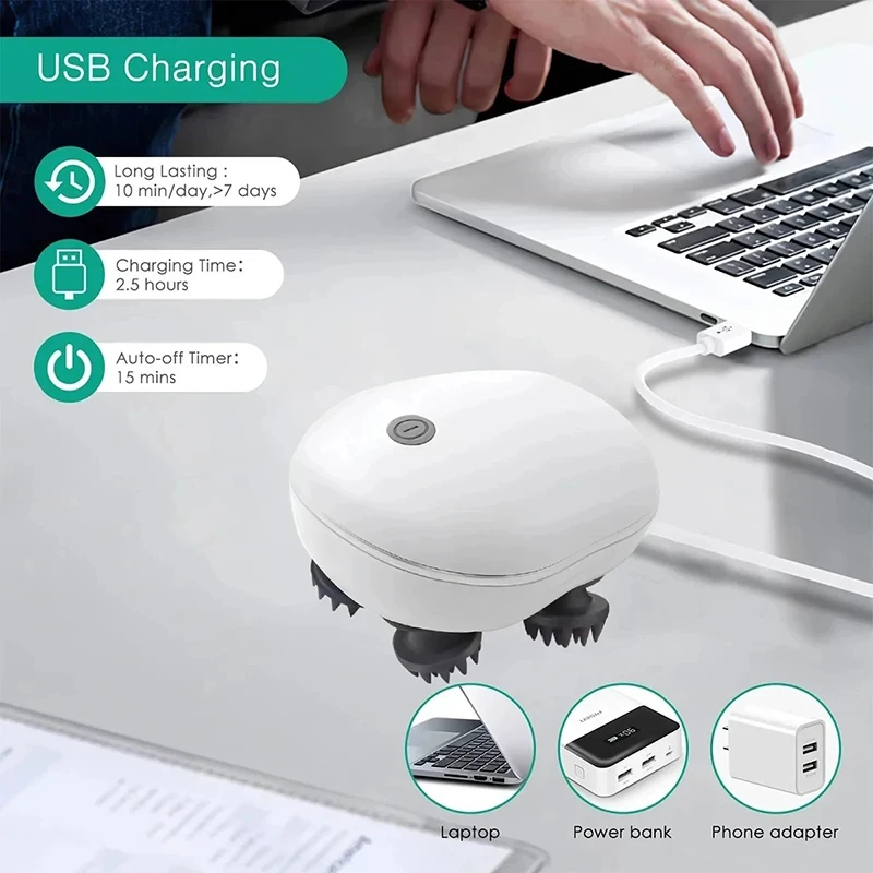 Massageador Elétrico para Couro Cabeludo com Luz Vermelha - Imagem 4
