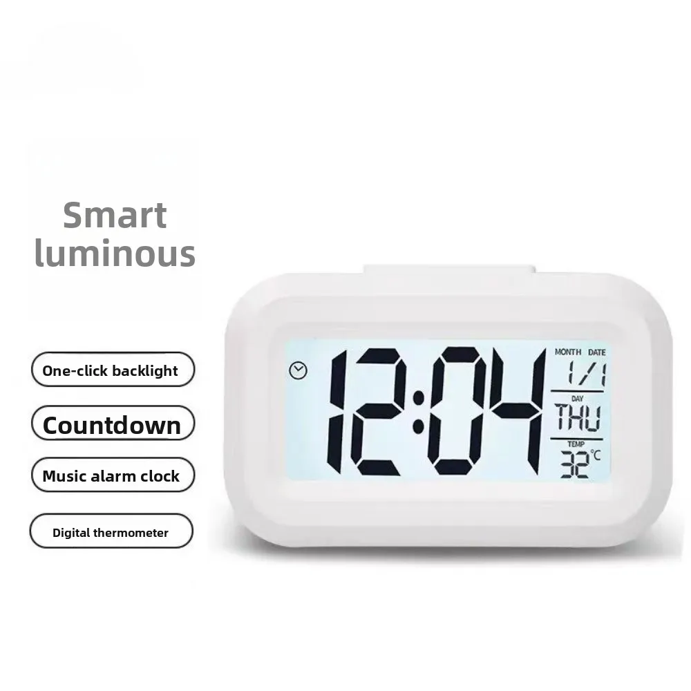 Despertador Digital LED com Luz Noturna Snooze Cinza - Imagem 3