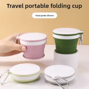 copo dobrável de silicone com gancho