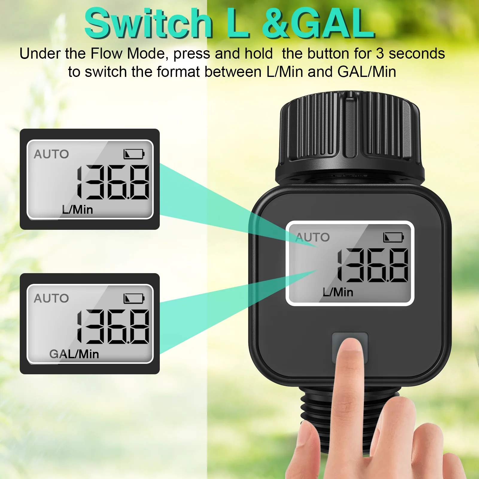 Medidor de Fluxo de Água Digital IP6X Laranja - Imagem 2