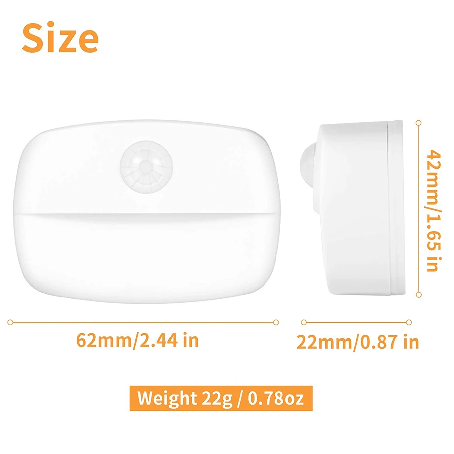 Sensor de movimento luz noturna LED, bateria, azul claro - Imagem 2