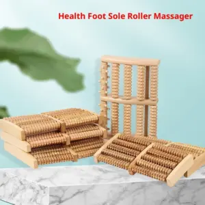rolo massageador de pés de madeira