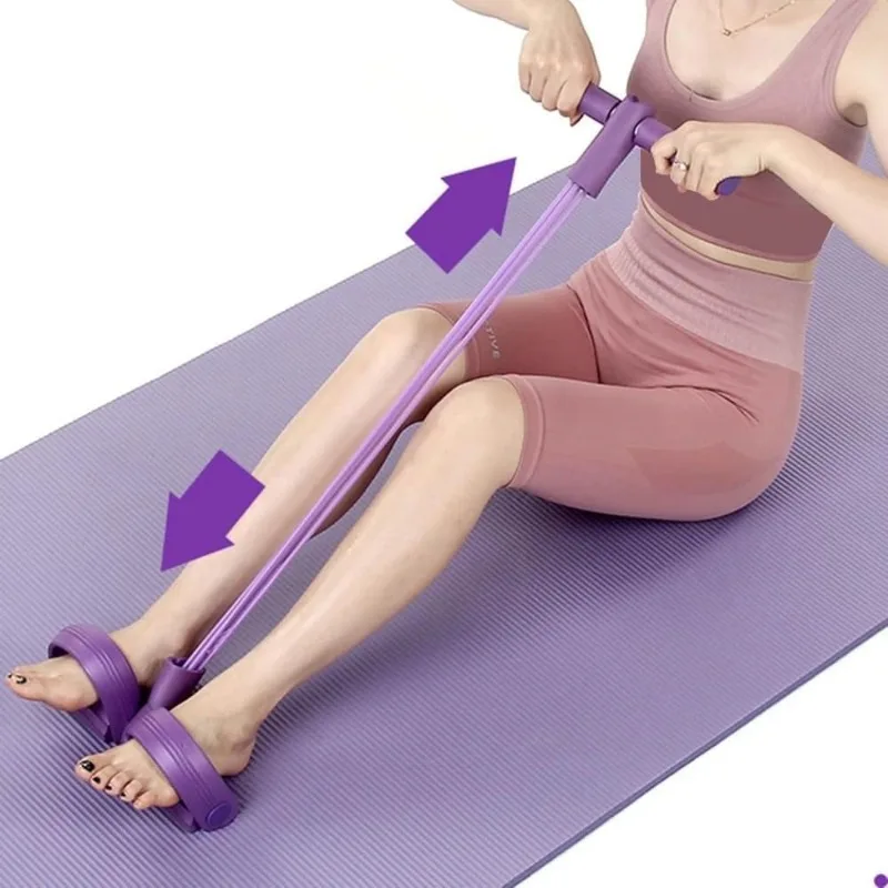 Extrator Pedal Elástico 6 Tubos Faixa Fitness Abdômen Azul - Imagem 5