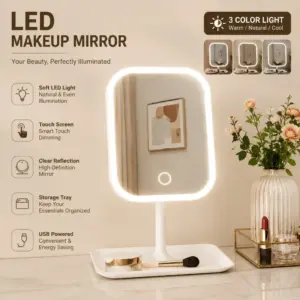 espelho de maquiagem led com controle por toque