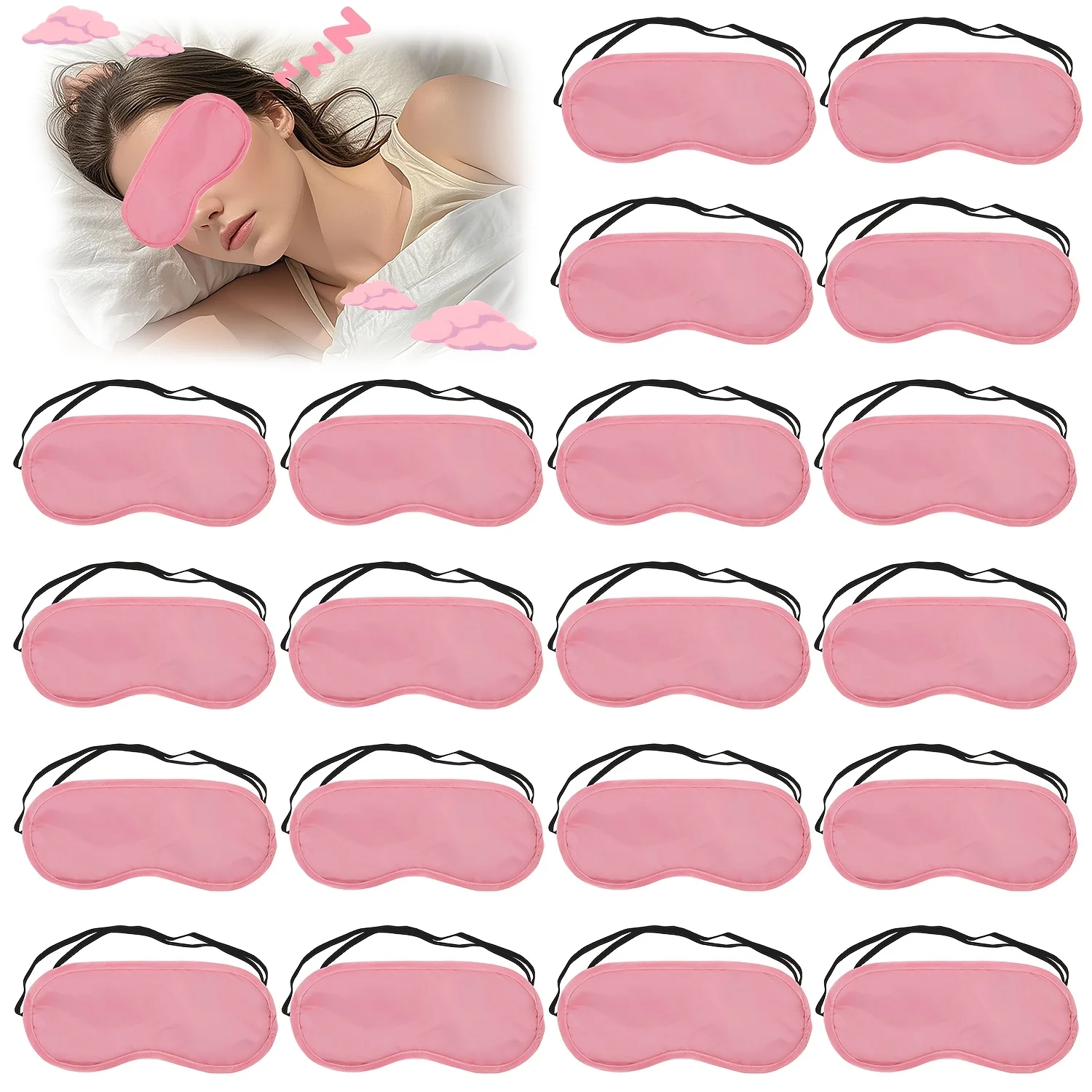 máscara de seda rosa para dormir