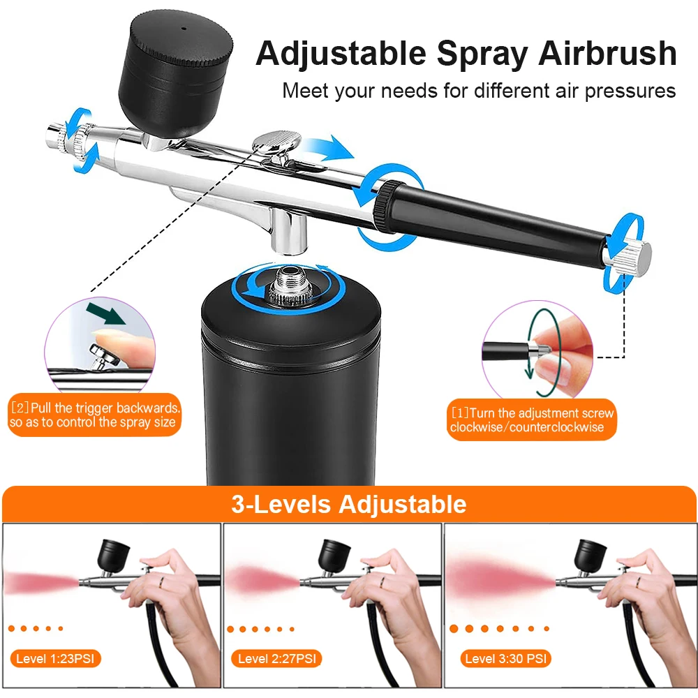 Aerógrafo Portátil com Compressor para Pintura e Artesanato - Imagem 3