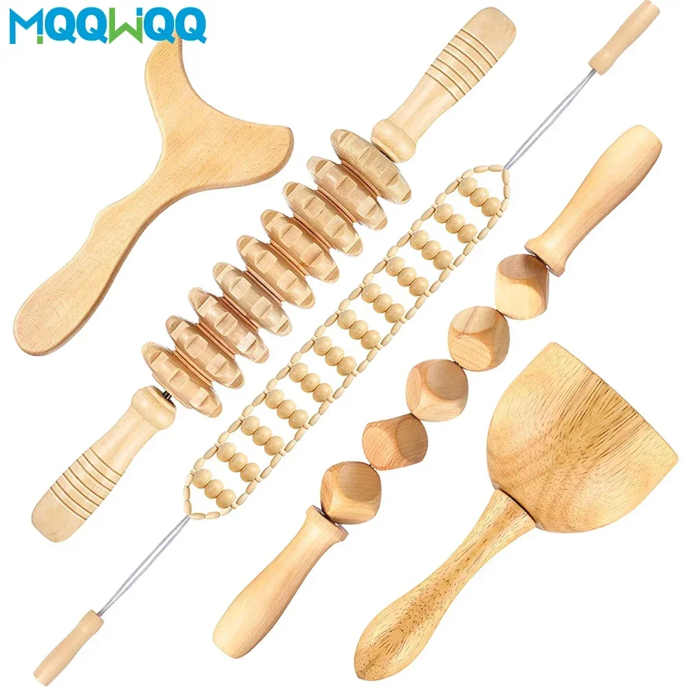 kit ferramentas de massagem de madeira