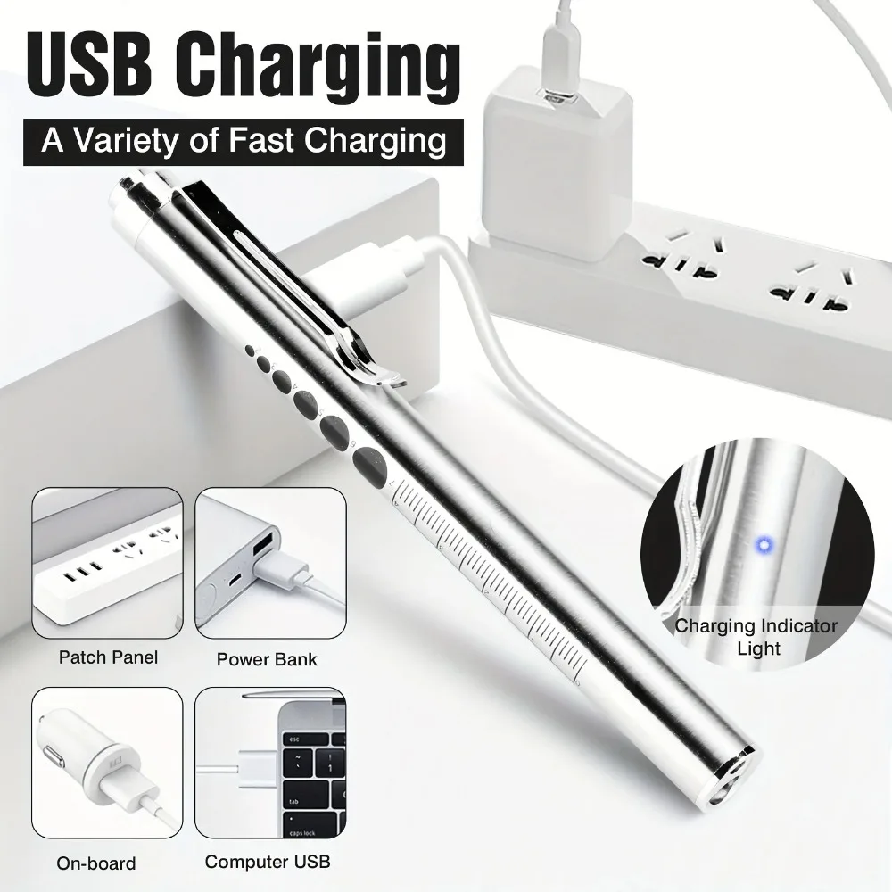 Penlight Médica USB Recarregável 2 em 1 LED - Imagem 2
