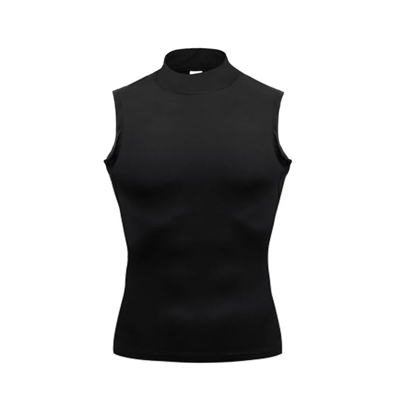 Camisa Compressão Masculina Gola Alta Sem Manga Esporte Fitness - Imagem 4