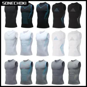 regata compressão masculina sem mangas