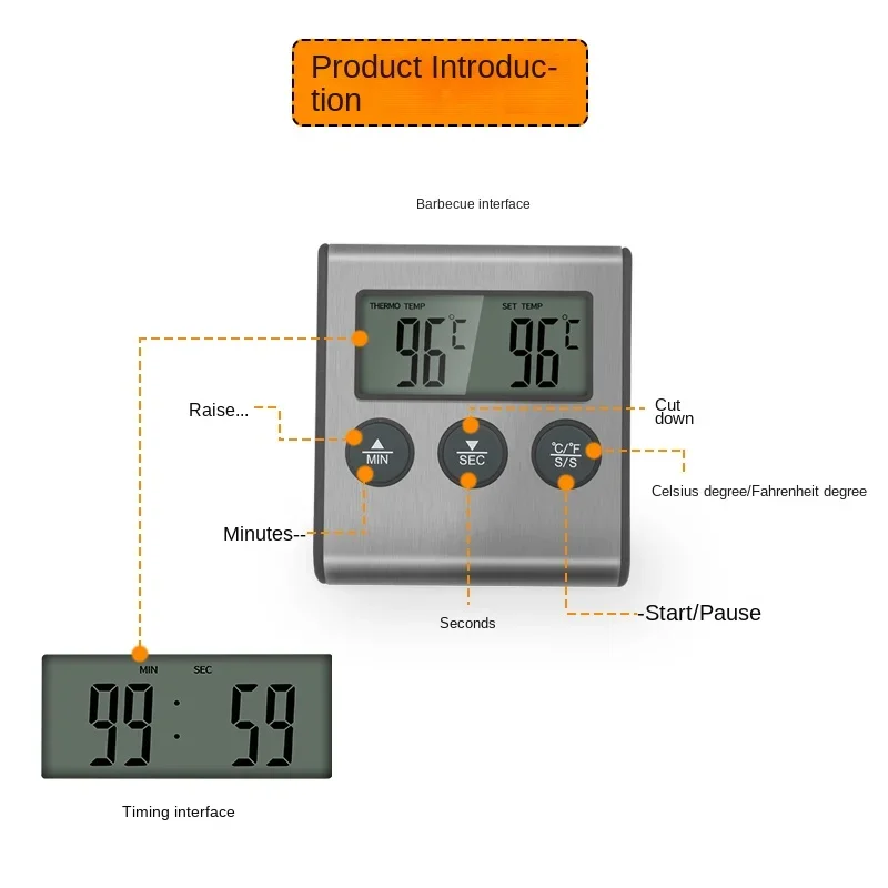 Termômetro Digital Remoto Tp700 para Alimentos Sonda Cozinha Forno - Imagem 4