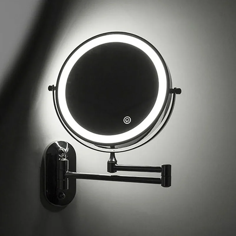 Espelho de Maquiagem Dobrável HD com Luz LED Tricolor USB Branco - Imagem 2
